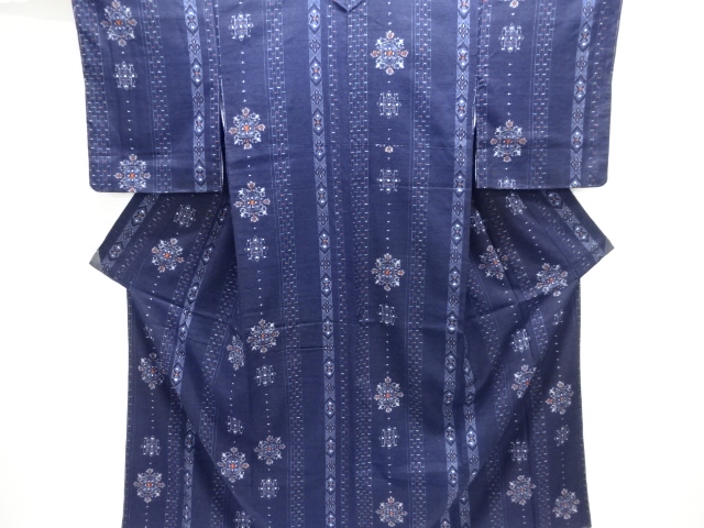 JAPANESE KIMONO / TSUMUGI / UNUSED / WOVEN FLOWER CREST